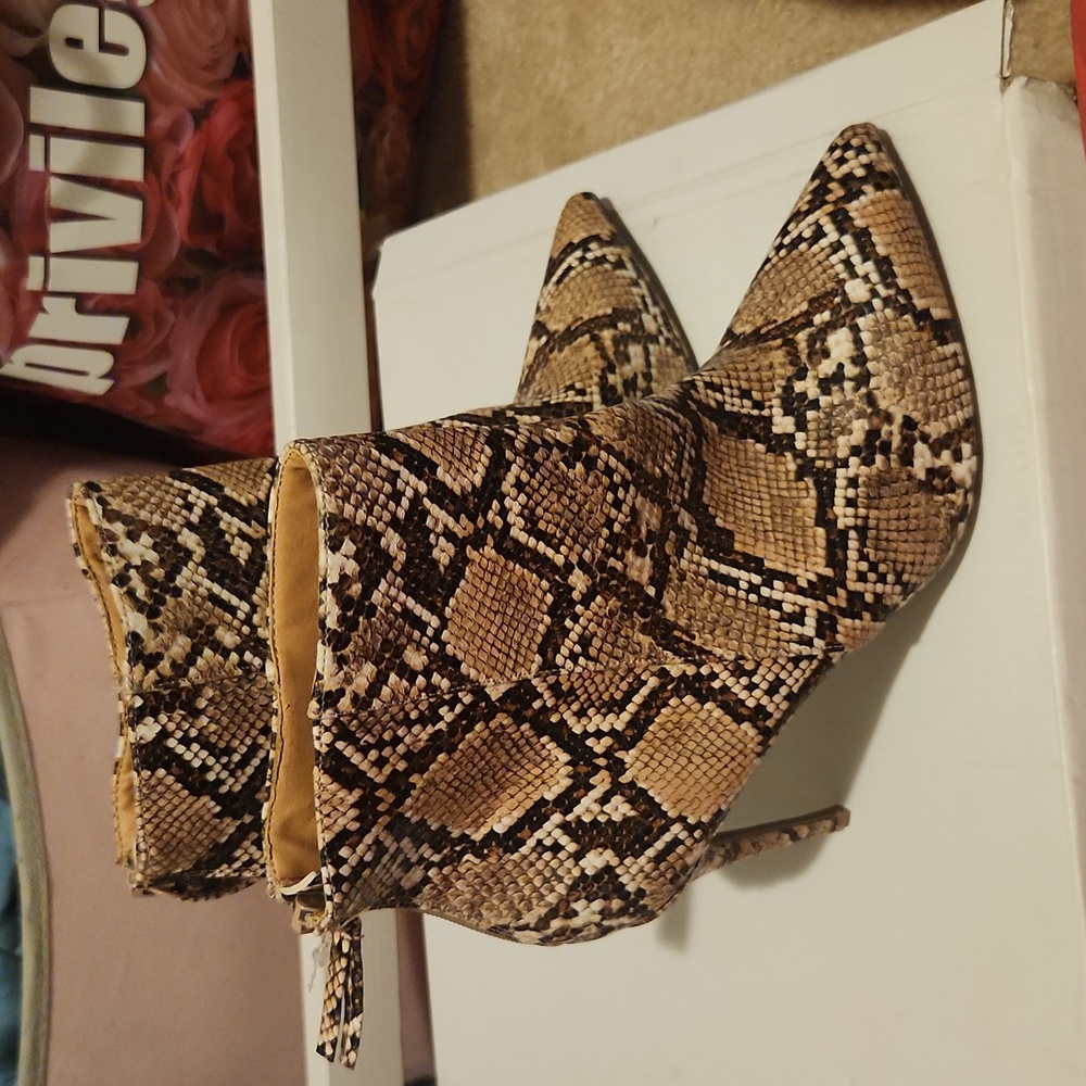 Python Printed Stiletto Booties - image 1